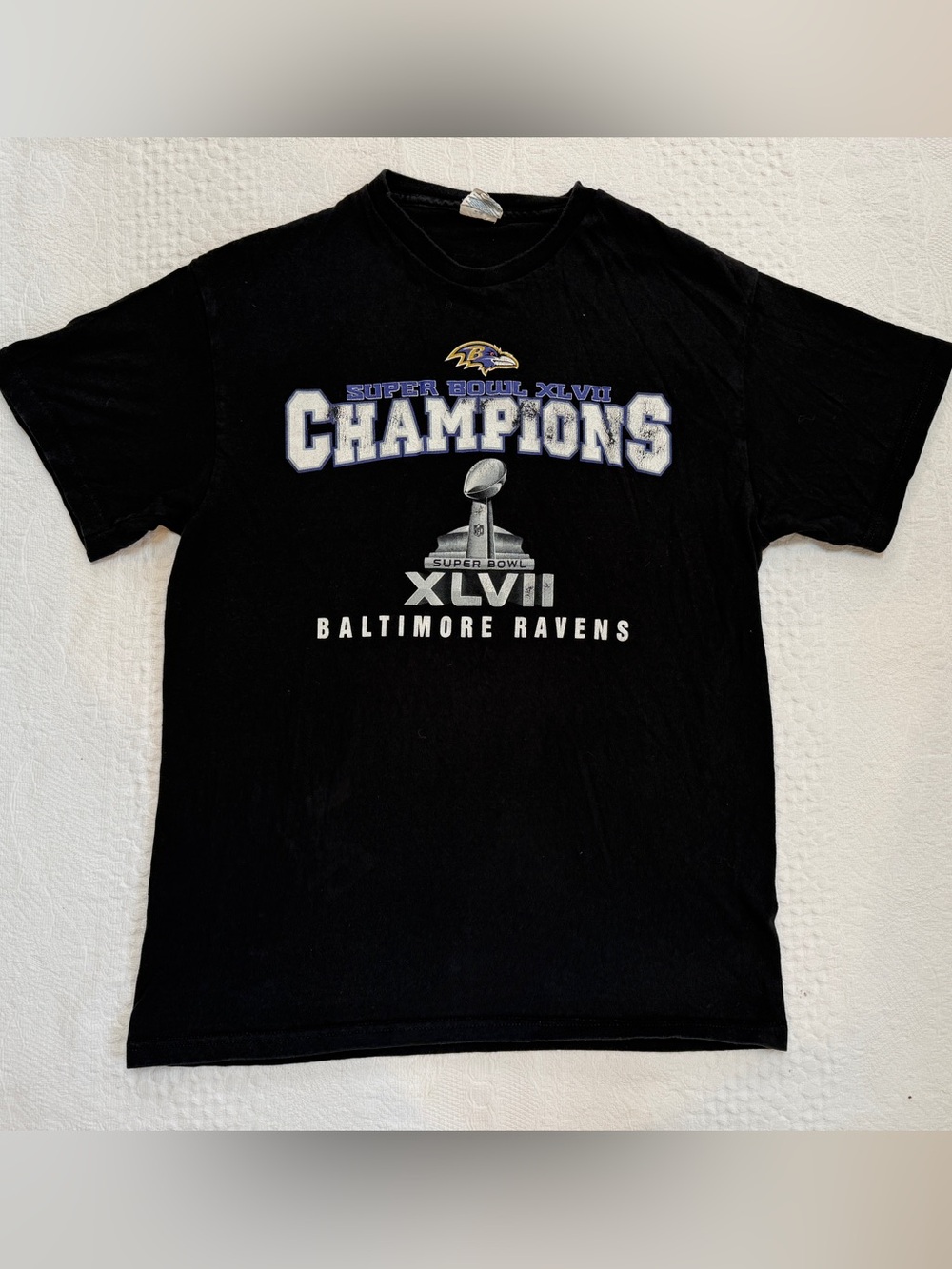 Super Bowl XLVII Baltimore Ravens T Shirt Champions NFL Team Apparel Black M